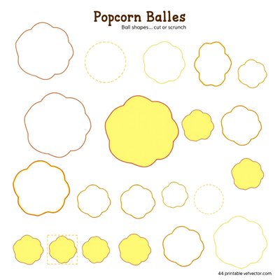 Szablony kuleczek popcornu (żółte i białe)