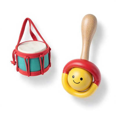 Instrumenty dla dzieci: bębenek i grzechotka