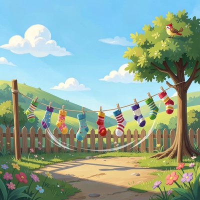 Tło sceniczne / fototapeta: Pranie na sznurku