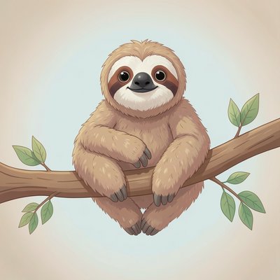 Duża ilustracja przyjaznego leniwca (plakat/pluszak)