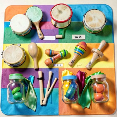 Grafika: Zestaw instrumentów perkusyjnych dla dzieci