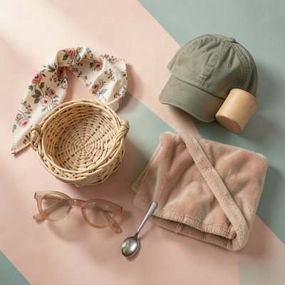 Skrzynka wspomnień — flatlay rekwizytów