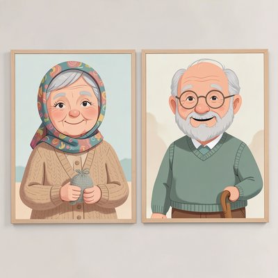 Portrety seniorów — babcia i dziadek