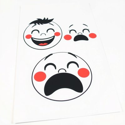 Zestaw kartoników z buźkami (radość, smutek, zdziwienie)