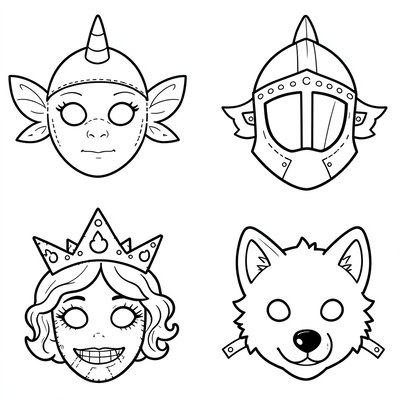 Szablony masek do wycięcia i kolorowania