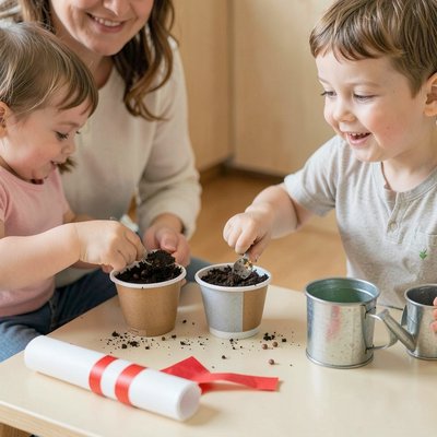 Sadzenie nasion w kubeczkach z recyklingu — akcja