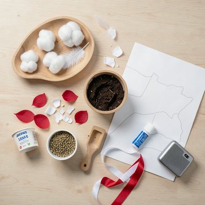 Zestaw materiałów — flatlay przygotowawczy