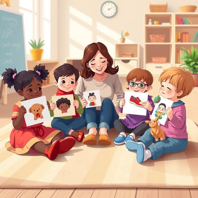 Scena: dzieci w kręgu podczas zajęć