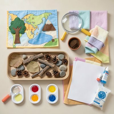 Materiały potrzebne — flat lay kontrolna lista wizualna