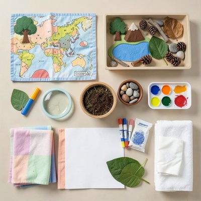 Materiały potrzebne — flat lay kontrolna lista wizualna