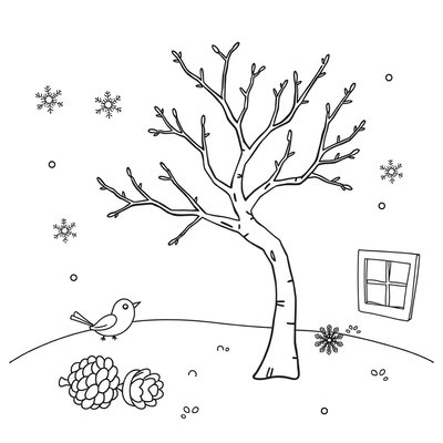 Kolorowanka: Zimowy pejzaż