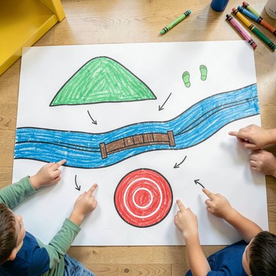 Duża uproszczona mapa sali/placu
