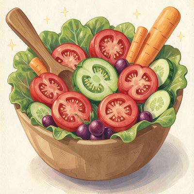Ilustracja dużej kartonowej miski z sałatką