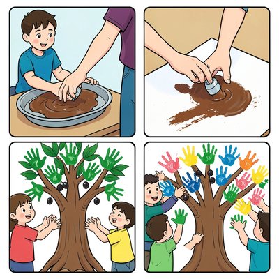 Ilustracja krok po kroku: odbitki dłoni