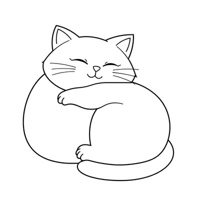 Kolorowanka — śpiący kotek