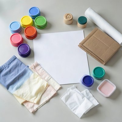 Zdjęcie materiałów — zestaw do stemplowania (flatlay)