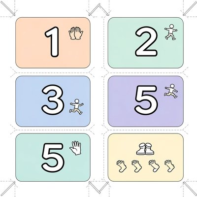 Szablon kartoników z numerami 1,1,2,3,5