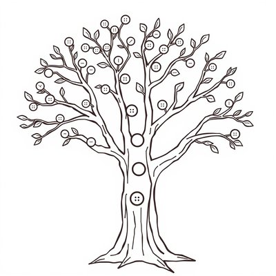 Szablon: Drzewo guziki (do przyklejania)