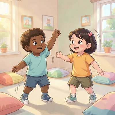 Ilustracja ćwiczenia partnerowego — Przyjacielskie lusterko