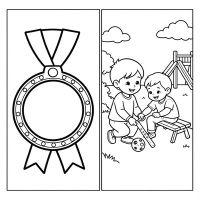 Kolorowanka: Medal i scena pomocy