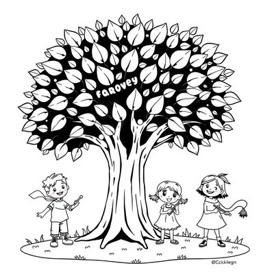 Kolorowanka: Drzewo i instrumenty