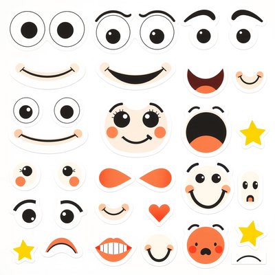 Arkusz naklejek — oczy i usta