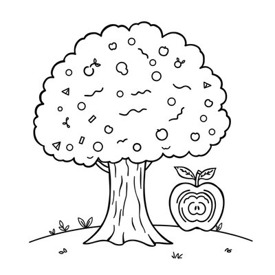 Kolorowanka: Drzewo i elementy