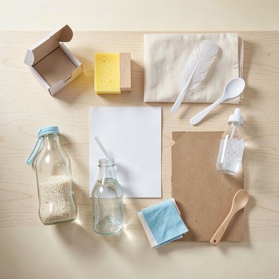 Skrzynka z materiałami — flat lay
