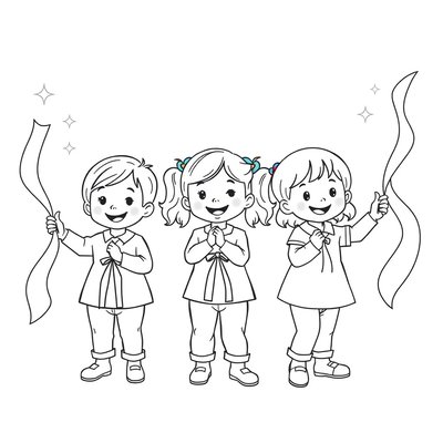 Kolorowanka — Tańczące wstążki