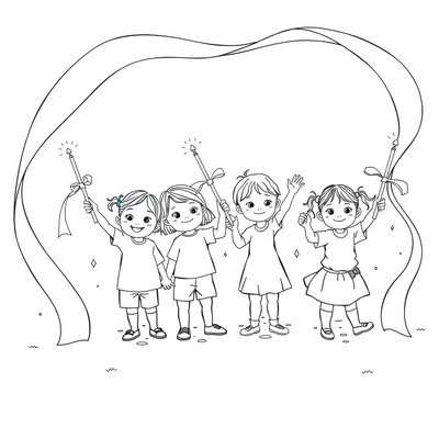 Kolorowanka — Tańczące wstążki