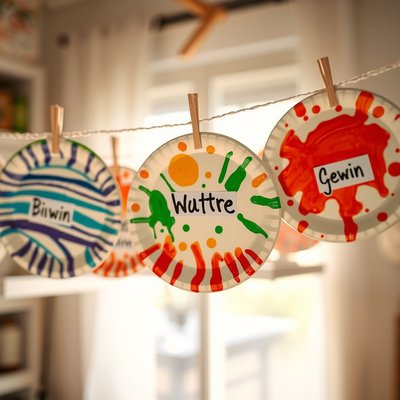 Zdjęcie: Malowane piłki (papierowe talerzyki) suszące się