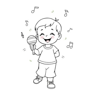 Kolorowanka: Maluch tańczy z grzechotką