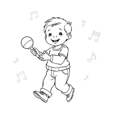 Kolorowanka: Maluch tańczy z grzechotką