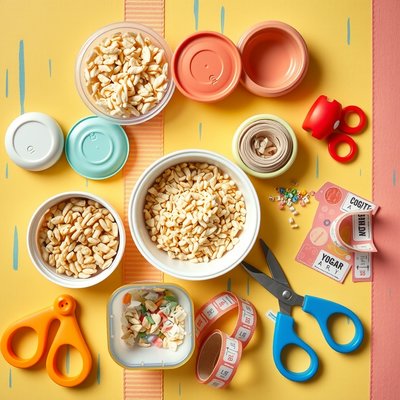 Zestaw do grzechotki — materiał (flat lay)