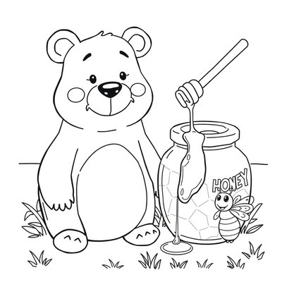 Kolorowanka: Miś i słoik miodu