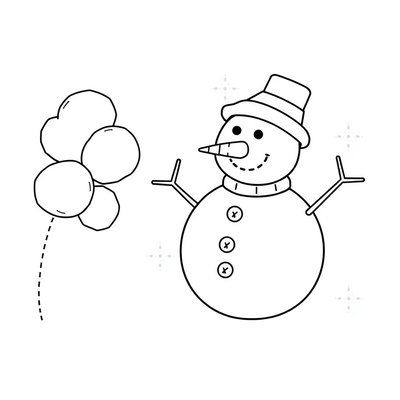 Kolorowanka — Bałwanek z waty (kontur)