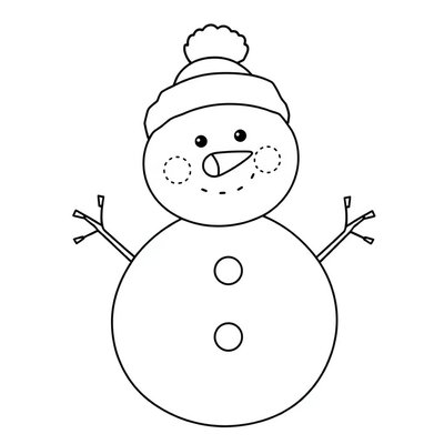 Kolorowanka — Bałwanek z waty (kontur)