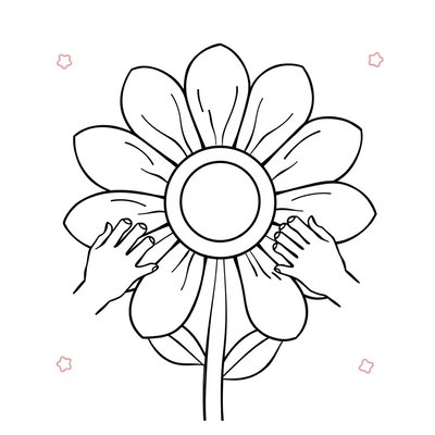 Kolorowanka: Kwiat i rączki