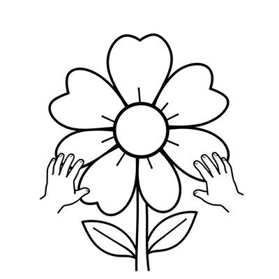 Kolorowanka: Kwiat i rączki