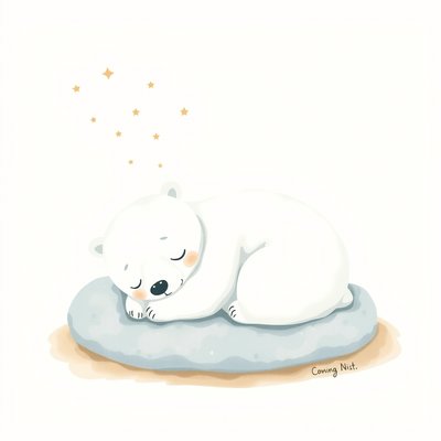 Ilustracja relaksacyjna: Śpiący niedźwiadek