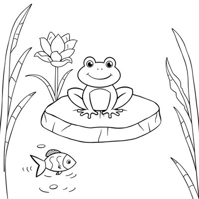 Kolorowanka — żabka na lilijce