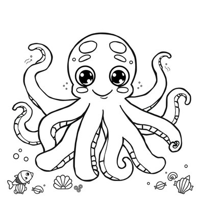Kolorowanka: Ośmiornica z mackami