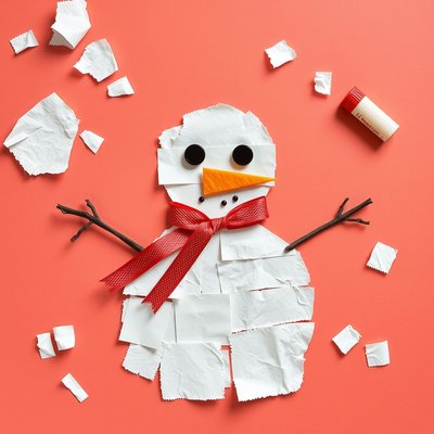 Przykład kolażowego bałwana