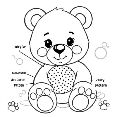 Kolorowanka: Misiu z teksturami