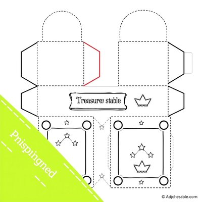 Szablon/Prostokąt: Pudełko "skarbiec/stajenka" do dekoracji