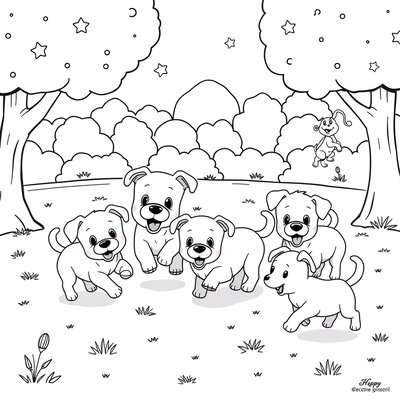 Kolorowanka: Biegające pieski