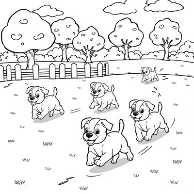 Kolorowanka: Biegające pieski