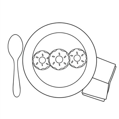Kolorowanka: talerzyk z pączkami