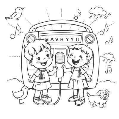 Kolorowanka 'Radio i dźwięki'