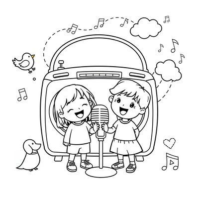 Kolorowanka 'Radio i dźwięki'